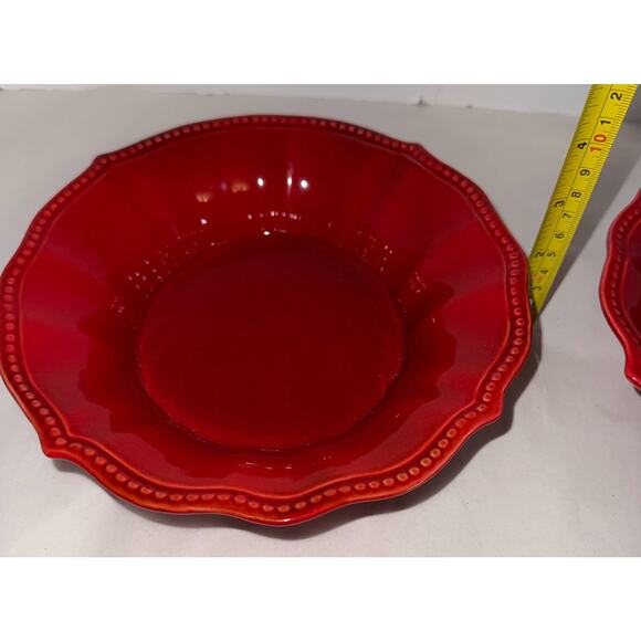 The Pioneer Woman Paige Red Soup/Cereal Bowl Scalloped Edge (Set of 3) - Picture 4 of 4
